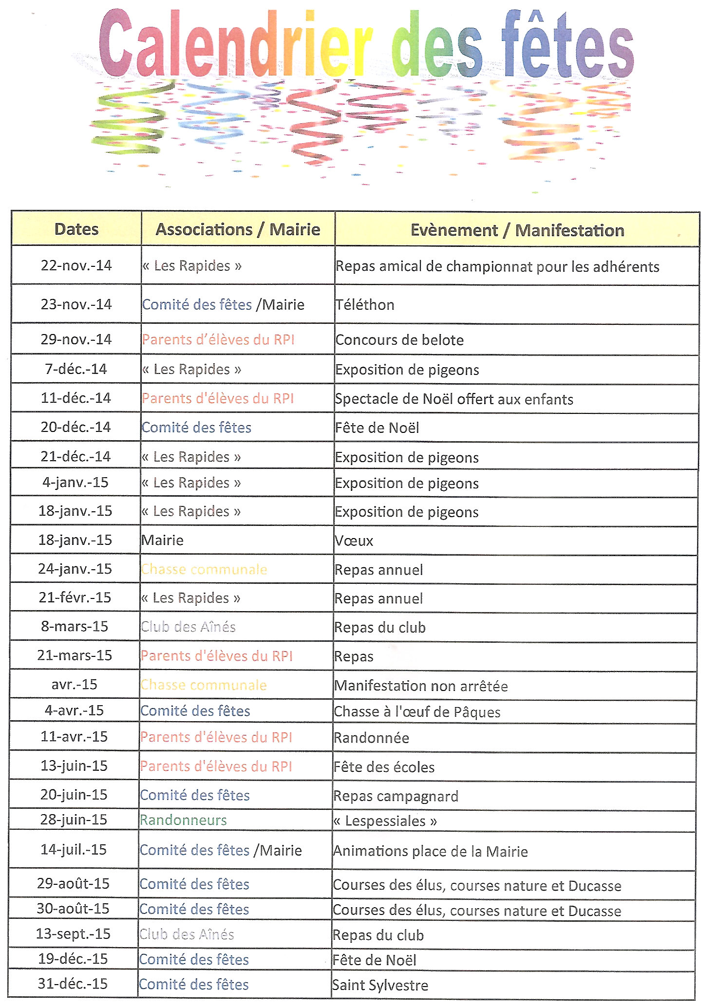 Calendrier Des Fêtes à Souhaiter Par Ordre Alphabétique
